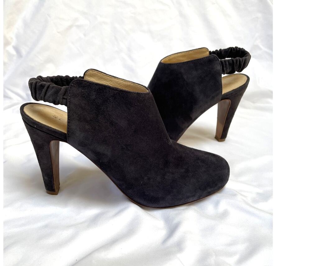 SEE BY CHLOE Purple Grey Suede Sabot Slingback Heeled Mules, 40 US 9/9.5
